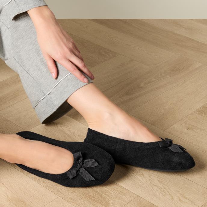 Isotoner® Ladies Terry Ballerina Slippers Black